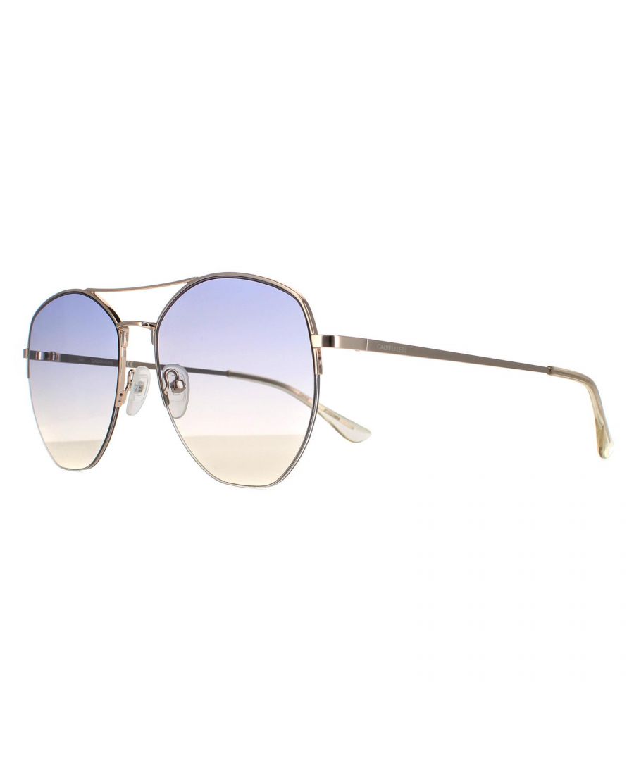 Calvin Klein Aviator Mens Gold Navy Yellow Gradient CK20121S Metal (archived) - One Size