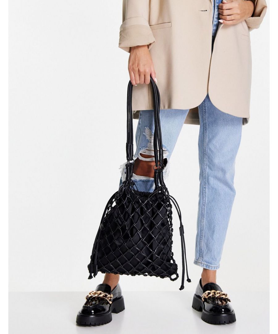 Bag by Topshop Can you fall for a bag? Twin handles Drawstring closure String-style overlay Sold by Asos