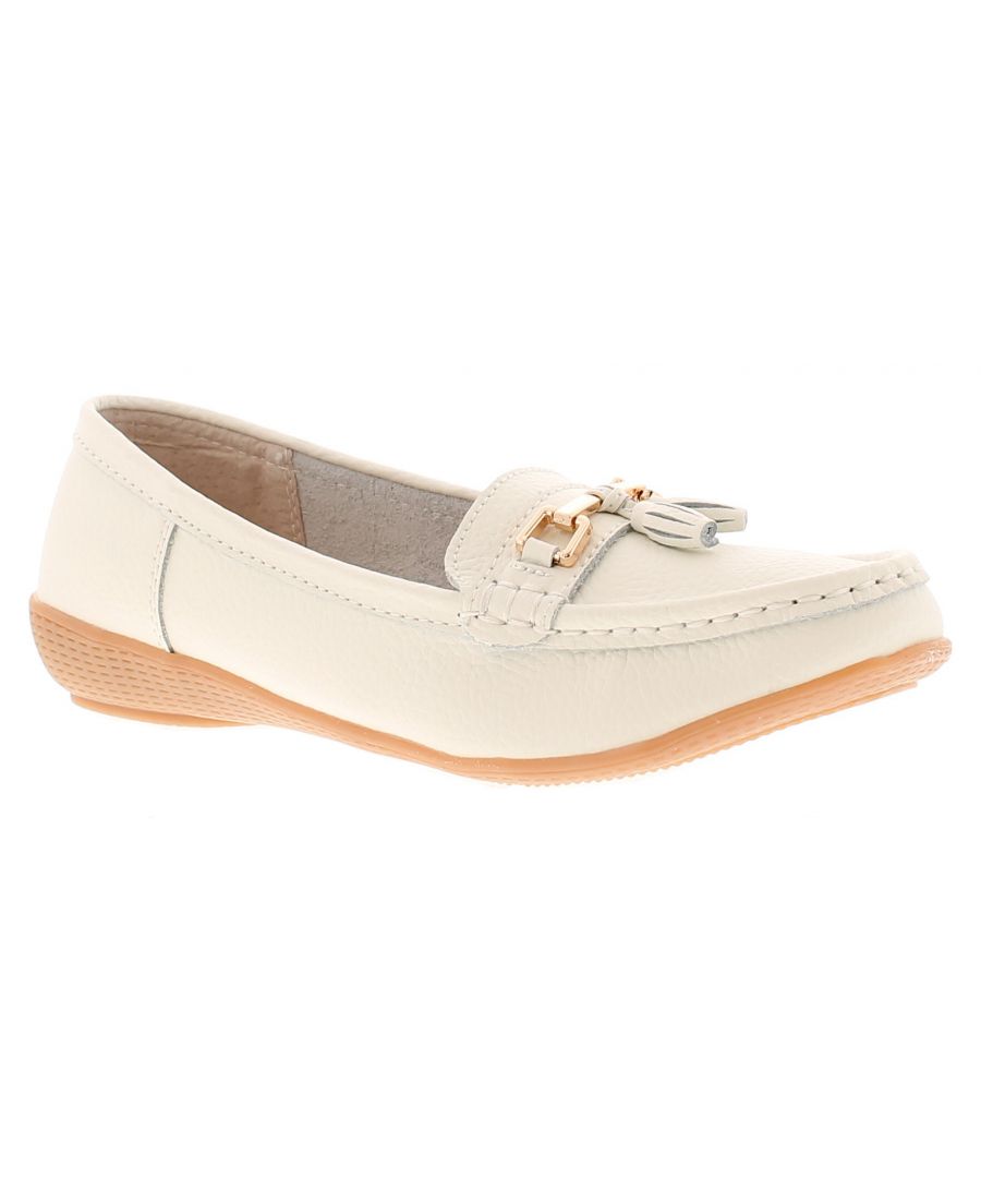  Nautical Womens Flat Loafers Shoes white - Size UK 5