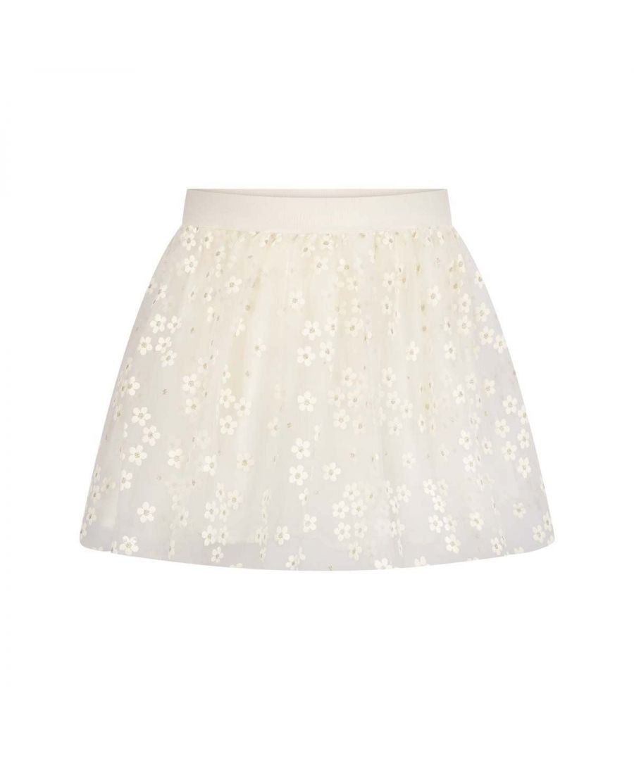 Mayoral Girls Ivory Tulle Flower Skirt - Cream Nylon - Size 9Y