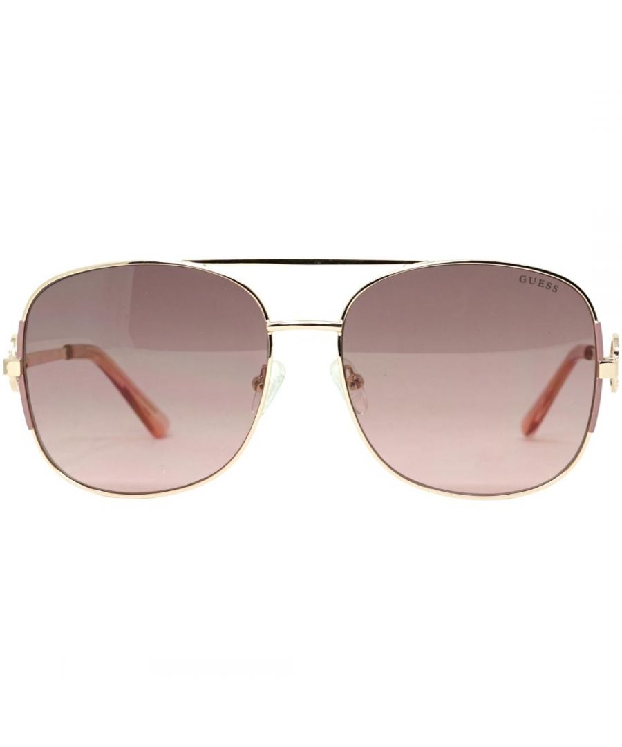 Guess GF6127 28T Rose Gold Sunglasses. Lens Width = 60mm. Nose Bridge Width = 16mm. Arm Length = 135mm. Sunglasses, Sunglasses Case, Cleaning Cloth and Care Instrtions all Included. 100% Protection Against UVA & UVB Sunlight and Conform to British Standard EN 1836:2005