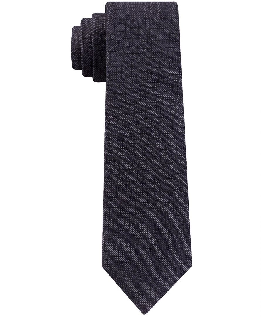 Color: Blacks Size: One Size Pattern: Geometric Type: Tie Width: Skinny (Material: Silk