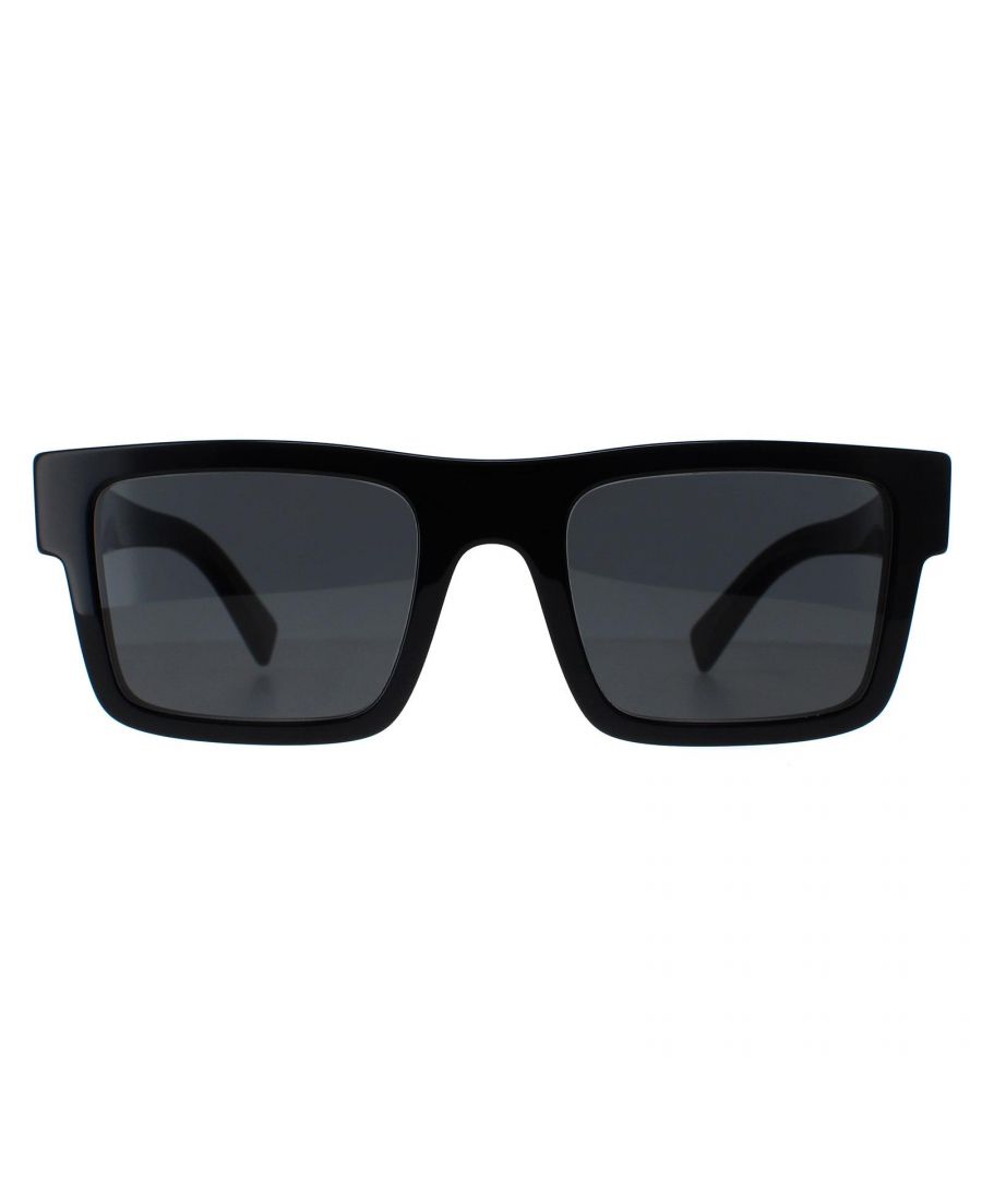 Prada Rectangle Mens Black Dark Grey PR19WS  Sunglasses are a modern design made of high-quality acetate material that ensures durability and comfort. The temples are adorned with the iconic Prada logo, adding a touch of sophistication. These sunglasses are perfect for any occasion, whether it's a day out in the sun or a night out on the town.