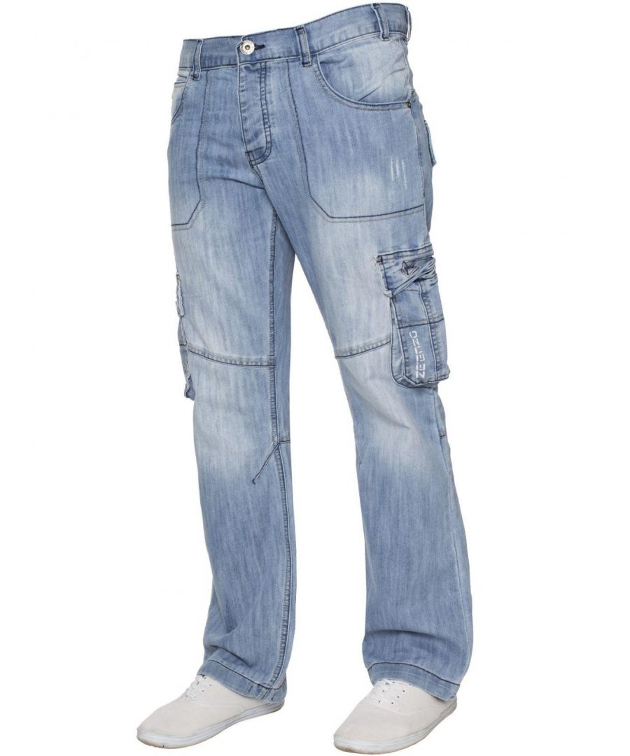 Go back to your roots with these comfortable 7 pocket dark blue combat jeans, featuring cinch buckle to back and draw cords to the bottom of the leg for a more custom fit. Finished off with printed branding to front and back, subtle distressed detail and button fly for a comfort fit.