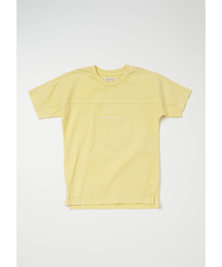 Hit refresh on your style staples with this acid-wash T-shirt. With panelled yolk detail  side splits and chest logo. With a drop shoulder in acid washed super soft jersey  comfort and cool collide.  Angel & Rocket cares – made with fairtrade cotton  Colour: Yellow  About me: 100% cotton  Look after me – Think planet  wash at 30c