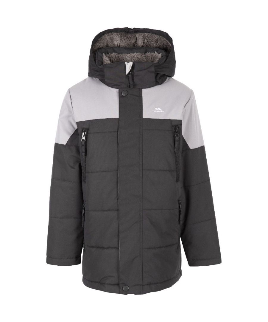 Quilted Jacket. Contrast Yoke Colour. 4 Zip Pockets. Sherpa Fleece Lining.