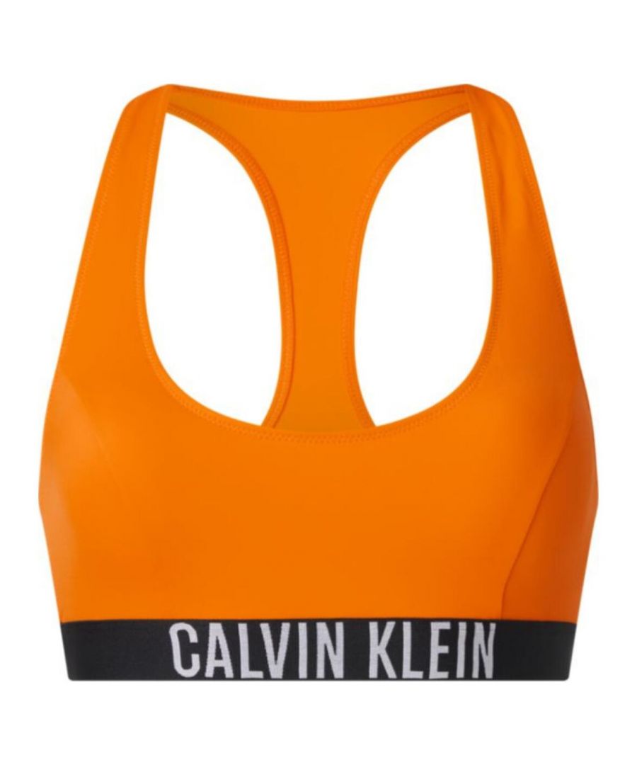 Calvin Klein Womens KW0KW01839 Intense Power Racerback Bikini Top - Orange - Size 8 UK