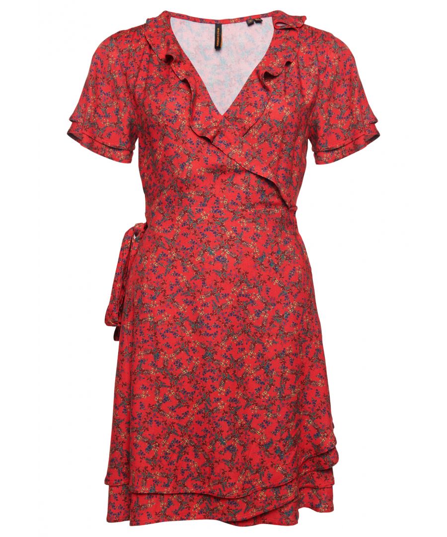 superdry summer wrap dress red