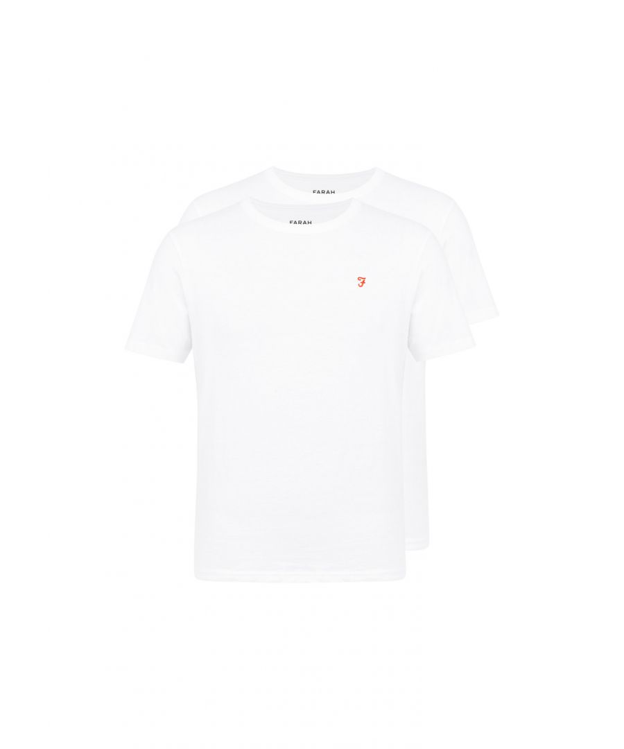 This two pack of 'Dav' Lounge T-shirts from Farah is ideal for chilled out evenings and lazy mornings. Made from Cotton fabric for a comfortable and breathable fit. These plain t-shirts feature a classic crew neck, short sleeves, and Farah logo. Wear with Farah lounge pants or shorts to complete the look.
