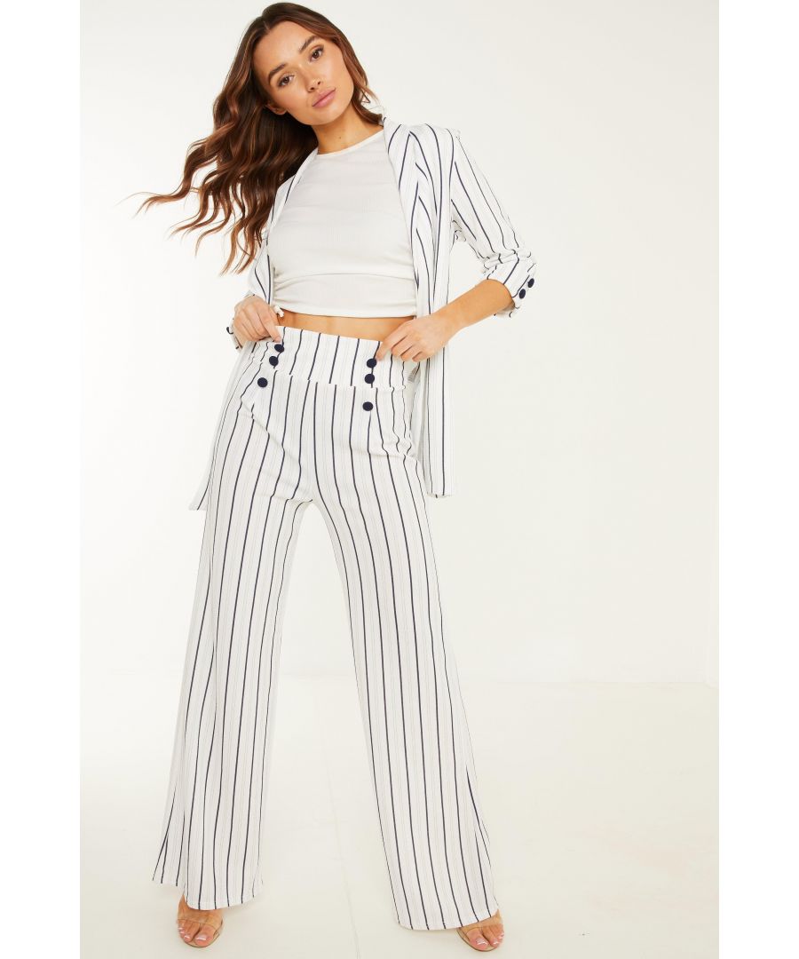 Image for White & Navy Stripe Trouser