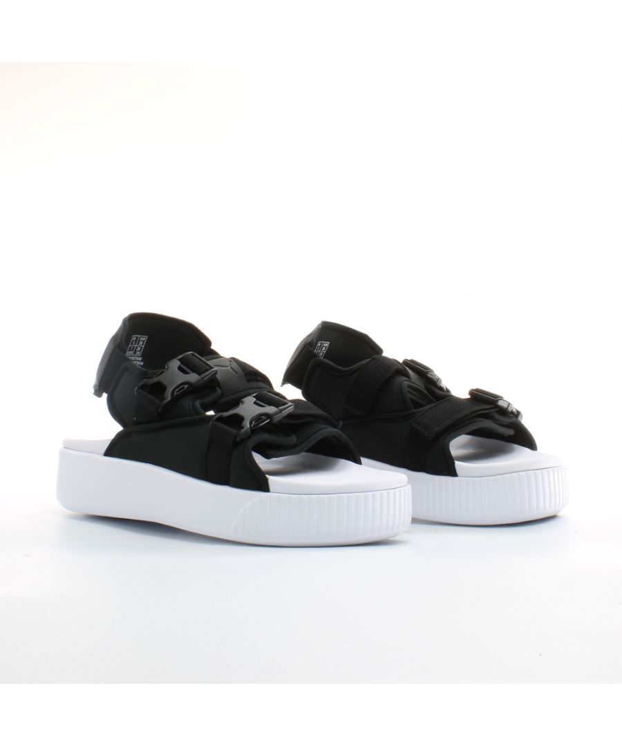 Puma Platform YLM 19 Black Textile Womens Strap Up Sandals 369424 01 - Size UK 4