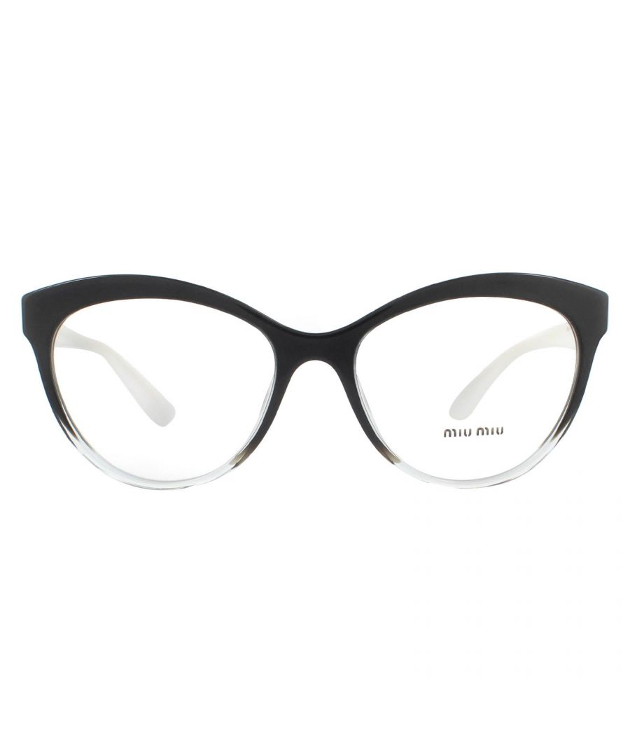 Miu Miu Glasses Frames MU04RV 1141O1 Black Glitter Gradient Women  are a gorgeous cat eye style made from lightweight acetate and feature the Miu Miu logo on the temples.