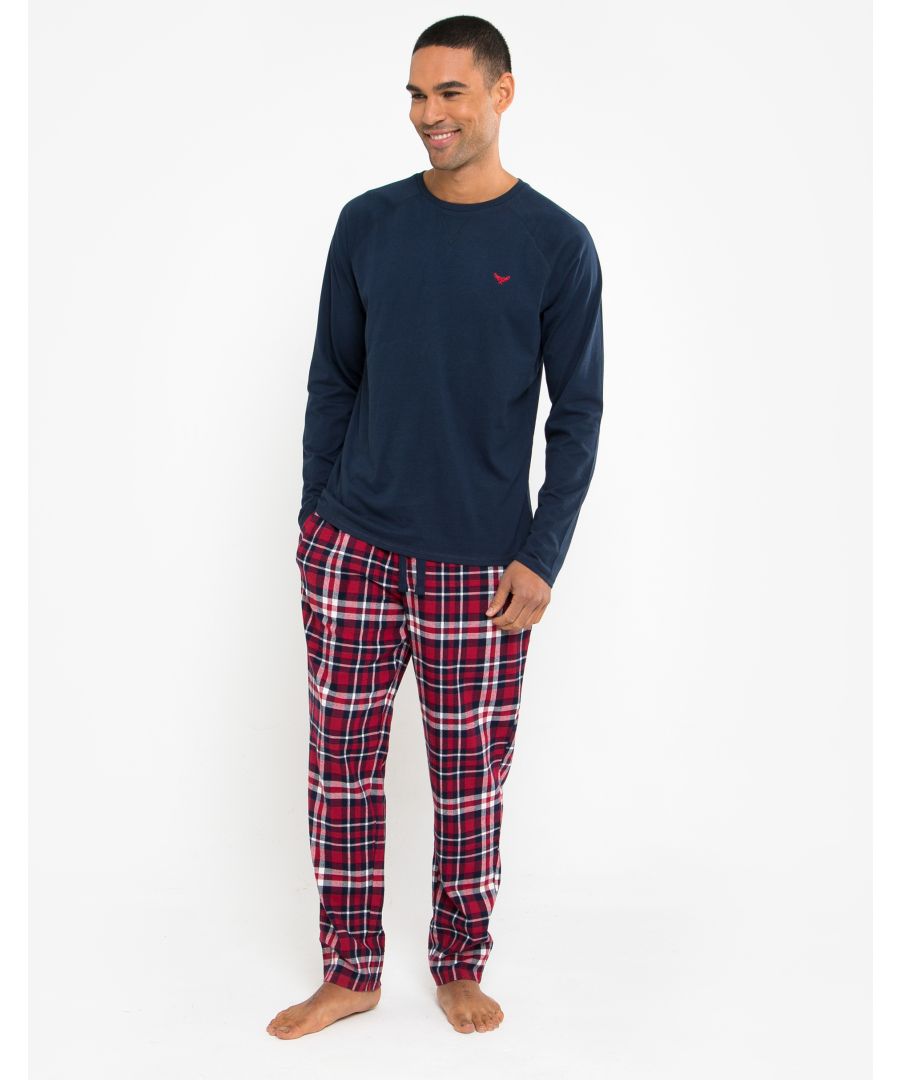 This cotton loungewear set from Threadbare has a long sleeve top and check flannel bottoms. This set is super comfortable and perfect for lounging at home or bedtime.