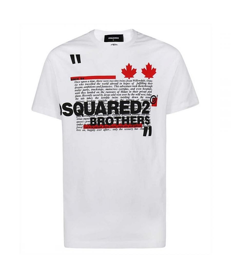 Dsquared2 Brothers Story White T-Shirt. D2 Short Sleeved White T-Shirt. Cool Fit Style, Fits True To Size. 100% Cotton, Made In Portugal. D2 Brothers Story Branding. S74GD0811 S22427 100