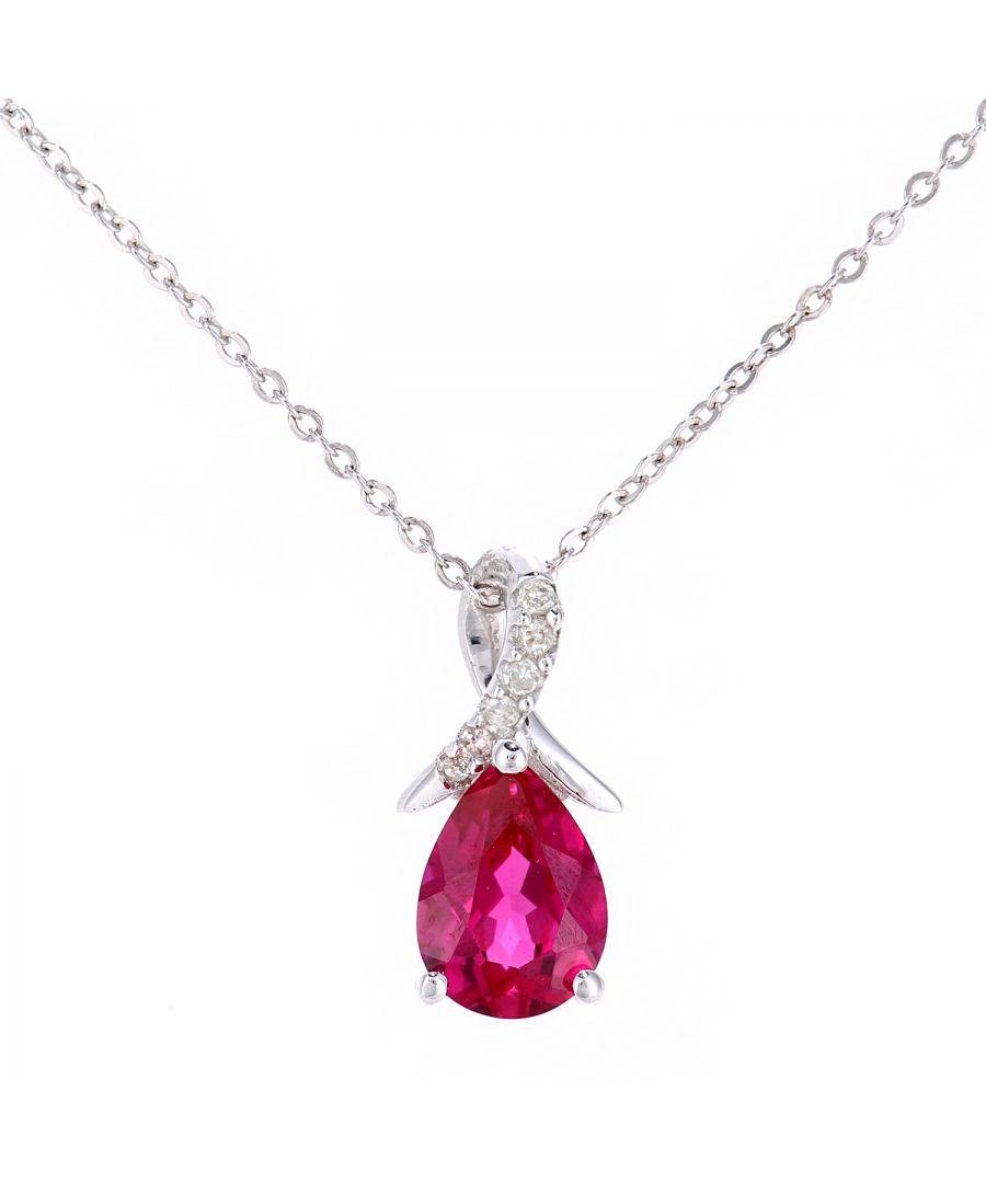Image for 9ct White Gold 0.87ct Created Ruby and 0.02ct Diamond Pendant