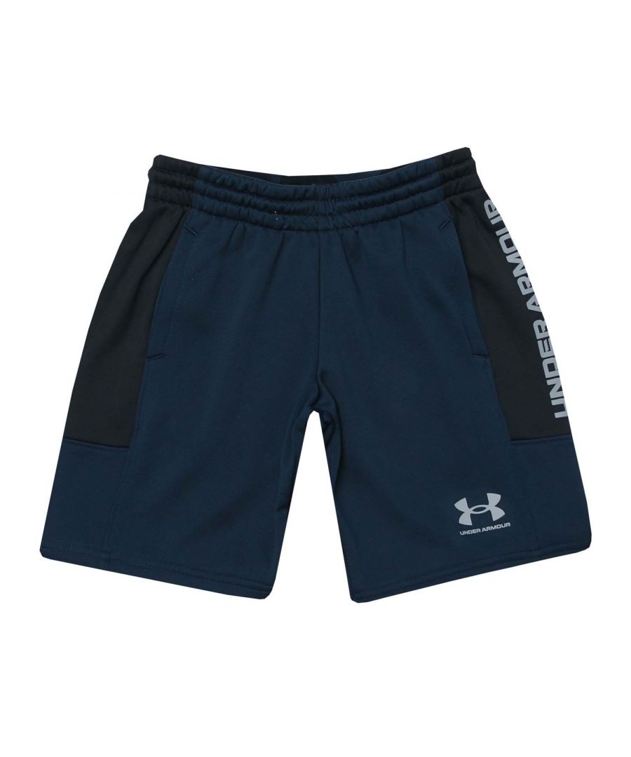 Junior Boys Under Armour AF Shorts in navy.- Encased elastic waistband with internal drawcord.- Open hand pockets.- Material wicks sweat & dries really fast.- Smooth  lightweight  fast-drying fabric for superior performance.- 100% Polyester.- Ref: 1365532408J