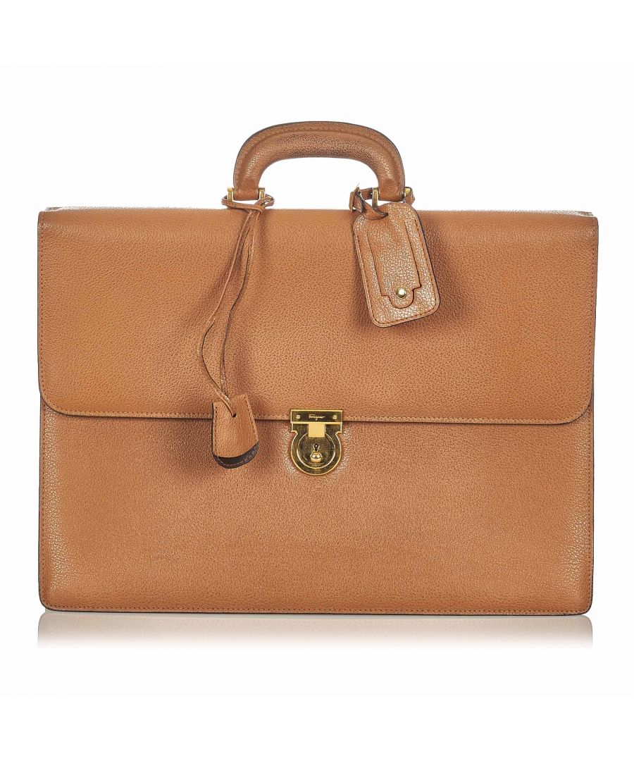 Image for Vintage Ferragamo Gancini Leather Business Bag Brown