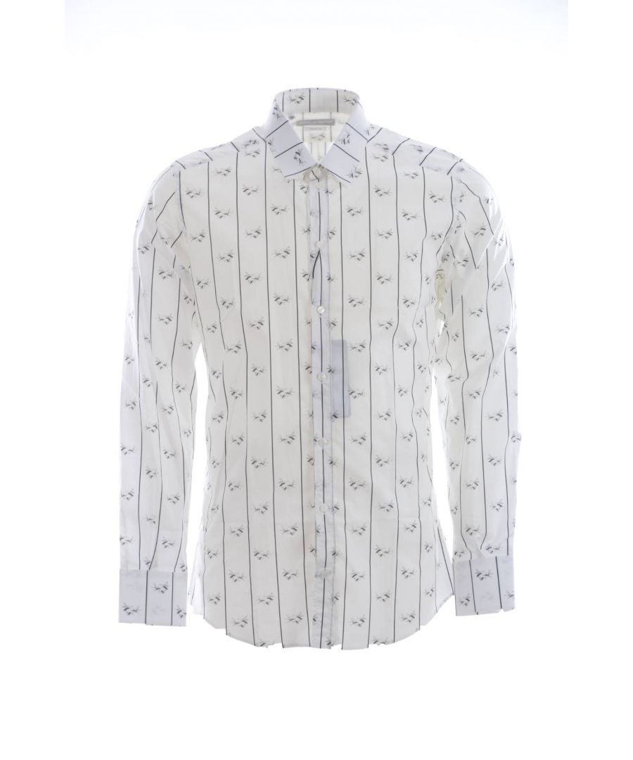 Dolce & Gabbana Mannen Wit Bijen Print Katoenen Button Down Shirt