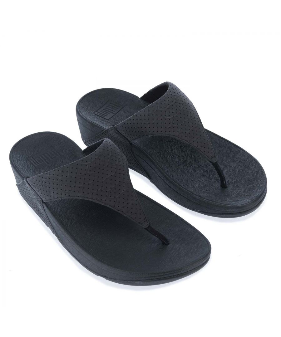 Womens Fit Flop Lulu Croc- Embossed Toe- Post Sandals in black.- Leather upper.- Slip on closure.- Fit Flop branding.- Microwobbleboard Technology. - Rubber sole. - Leather upper  Textile lining  Synthetic sole. - Ref: EU6090