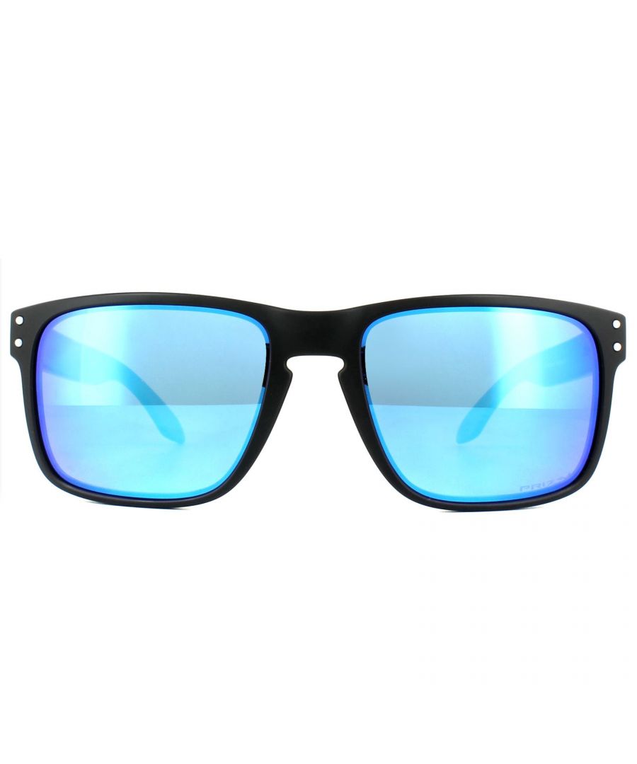 Oakley Sunglasses Holbrook OO9102-F0 Matt Black Prizm Sapphire Polarized have a retro look in this vintage style designed by snowboarding superstar Shaun White but with the awesome engineering and design that is the Oakley norm.