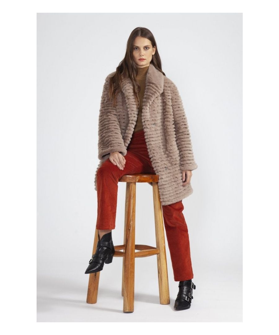 Image for Ribbed Faux Fur Coat