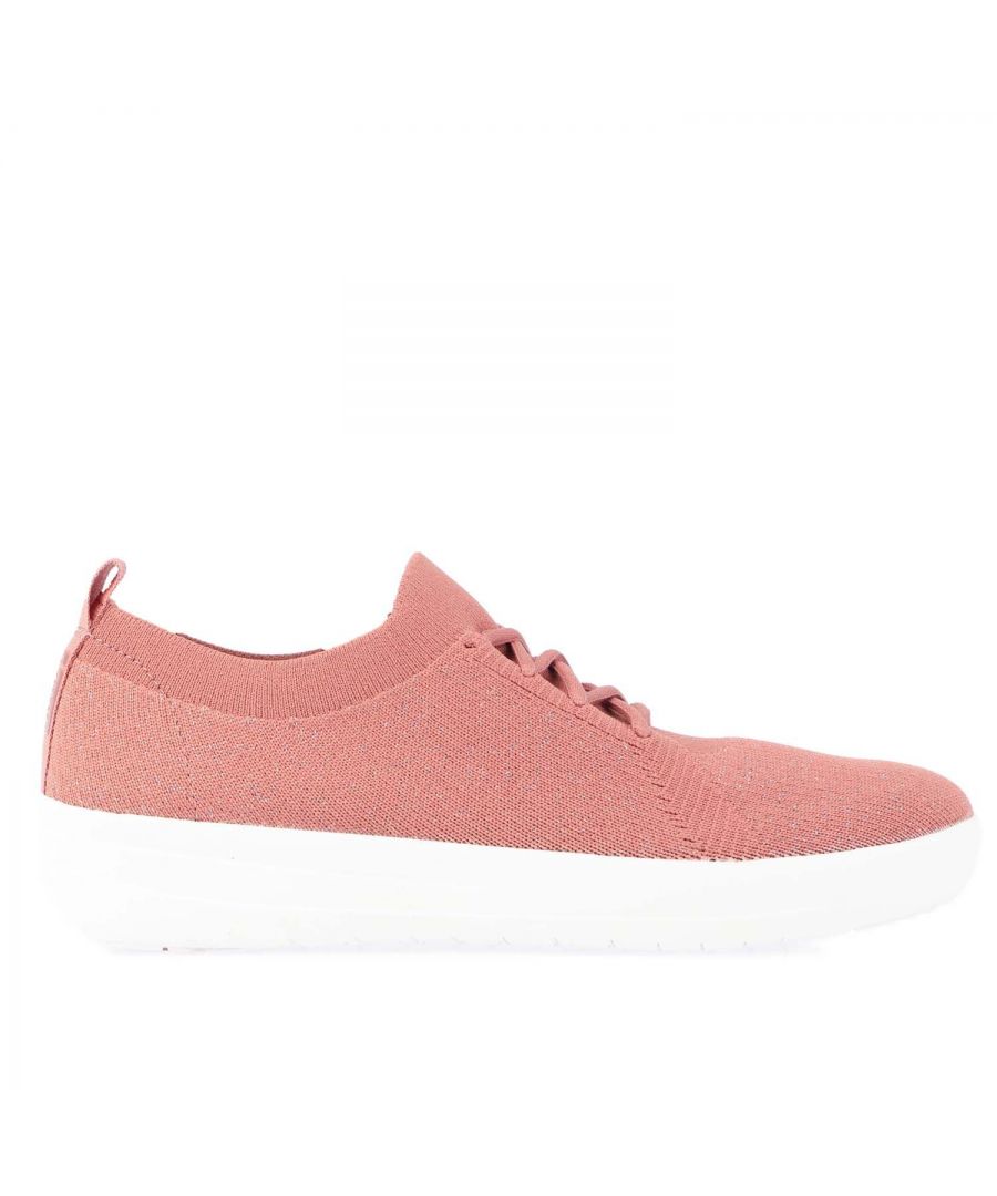 Womens Fit Flop F- Sporty Uberknit Trainers in rose.- Textile upper.- Adjustable bungee-inspired elastic lacing criss-crossing the front.- Pull tab.- Flexible cushioned midsole.- Anatomically contoured footbed increases foot-to-midsole contact.- Superlight flexible cushioning. - Ergonomic  ultra-comfortable design.- Slip- Resistant rubber outsole.- Ref: L39956