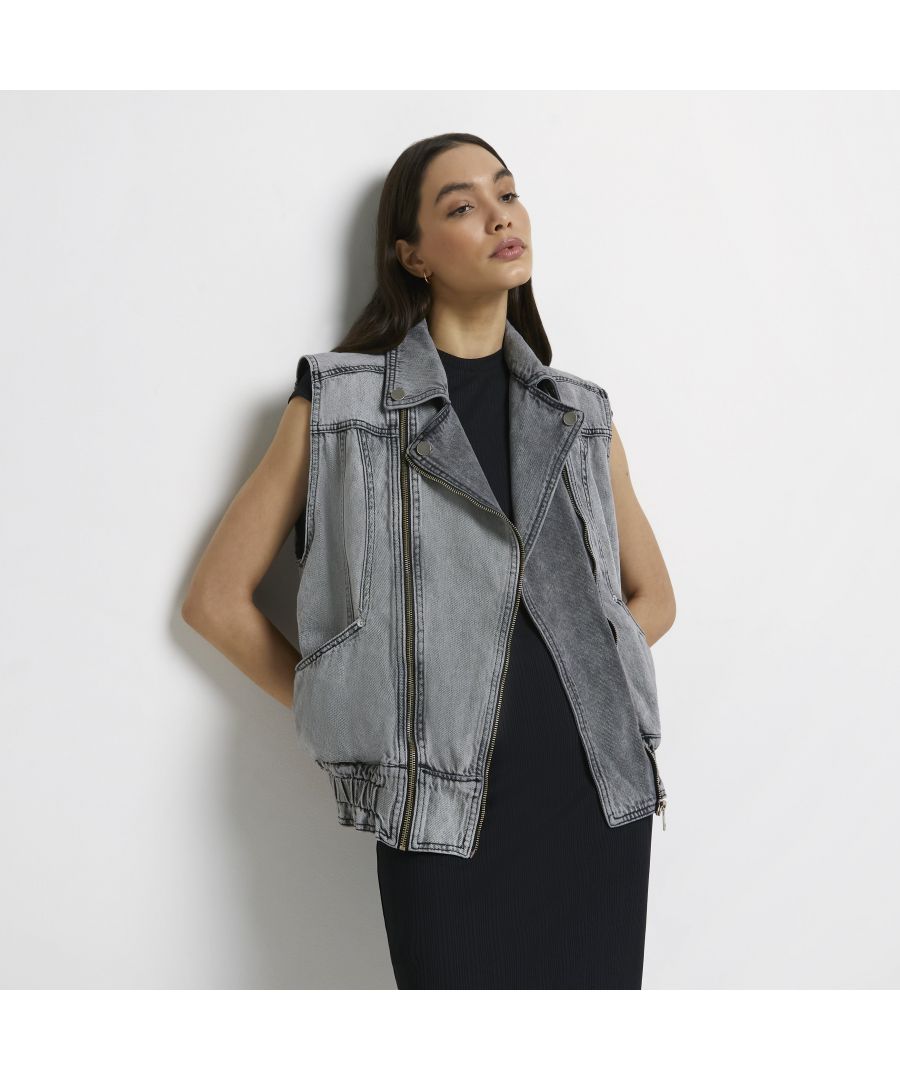 > Brand: River Island> Department: Women> Material: Cotton> Material Composition: 100% Cotton> Type: Waistcoat> Style: Gilet> Size Type: Regular> Fit: Regular> Closure: Button> Jacket/Coat Length: Mid-Length> Pattern: No Pattern> Occasion: Casual> Selection: Womenswear> Season: AW20