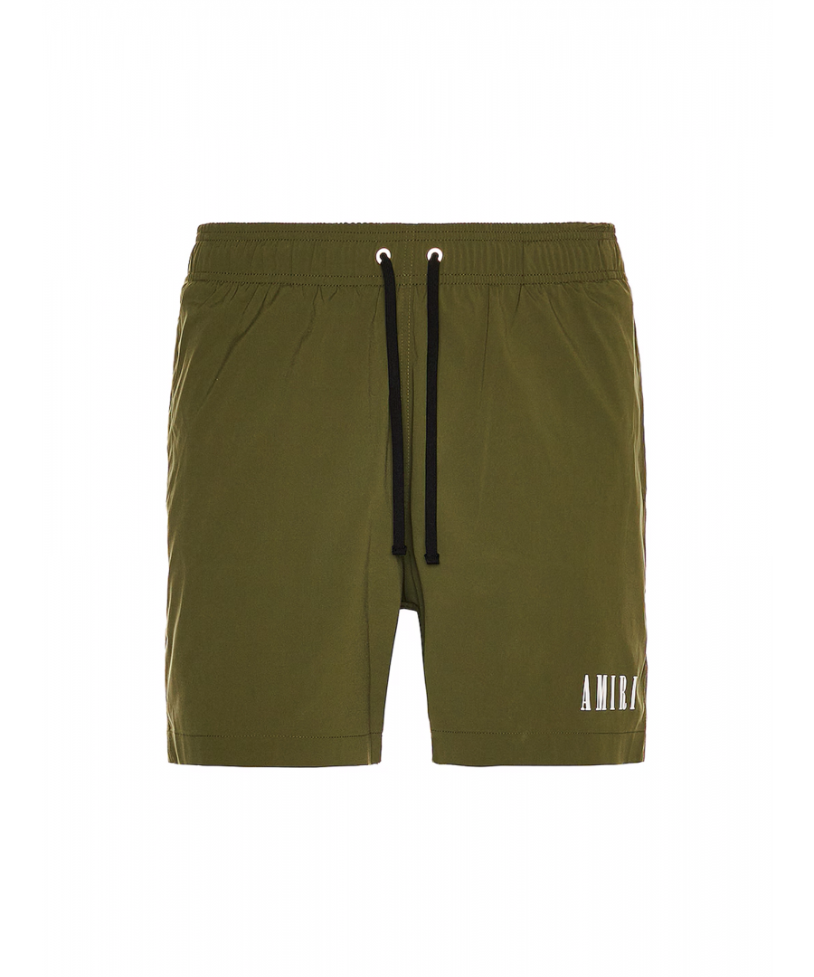 Amiri Mens Core Logo Swimshorts in Military Green - Size Small