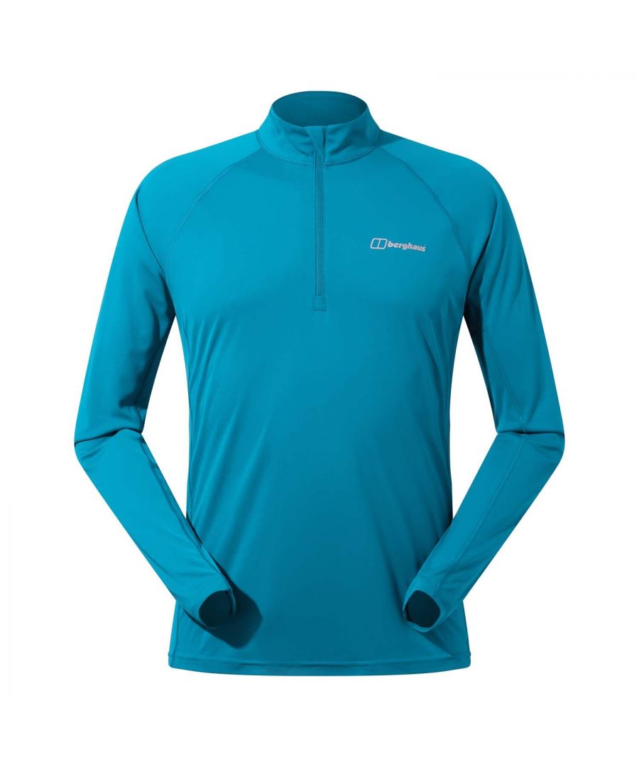 Berghaus Mens Trailblaze Half Zip Long Sleeve Tech Tee in Turquoise - Size Small