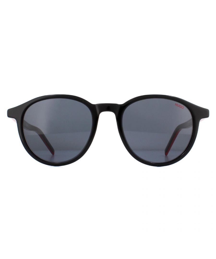 Hugo By Hugo Boss Sunglasses HG 1028/S OIT IR Black Red Grey are a super lightweight design made from acetate with round lenses and Hugo branding on the temples.
