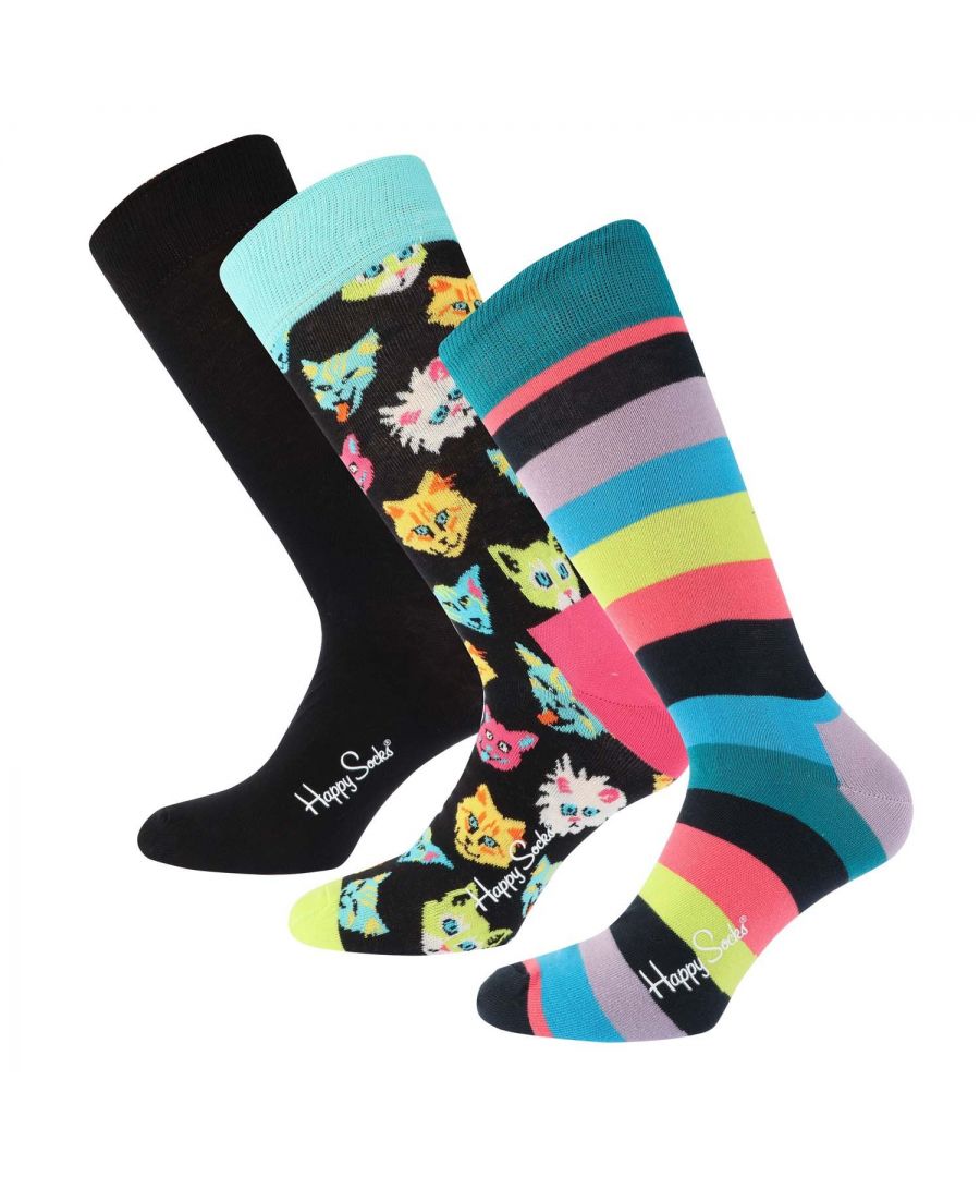 Happy Socks 3 Pack Socks Gift Box Set in multi colour.- Reinforced heel & toe.- Combed cotton.- 86% Cotton  12% Polyamide  2% Elastane.- Ref: P000559