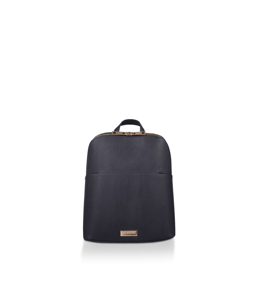 The new Immy Backpack is crafted in black with a detailed structure at the outer. With a branded plaque in gold on the front coordinating with the gold zips this bag reveals a lined interior.  The back of the interior has a subtle slip pocket.