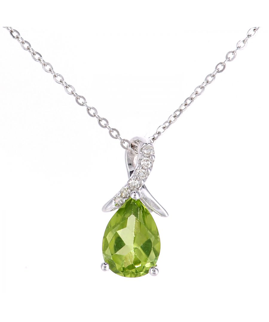 Image for 9ct White Gold 0.84ct Peridot and 0.02ct Diamond Pendant