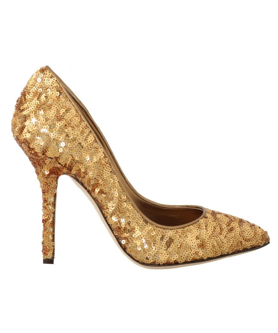 Image for Dolce & Gabbana Gold Sequined Leather Pumps Shoes