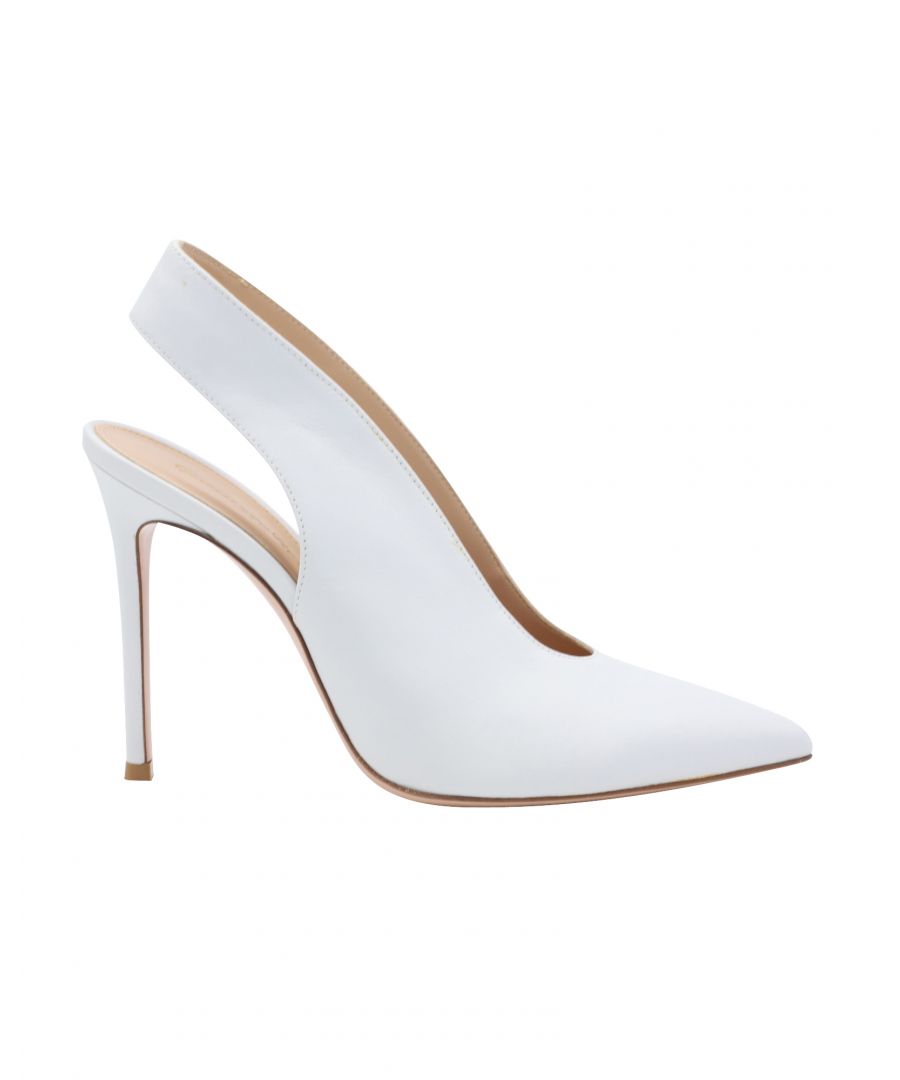 gianvito rossi pre-owned womens delta 100 slingback pumps in white calfskin leather calf - size uk 6.5