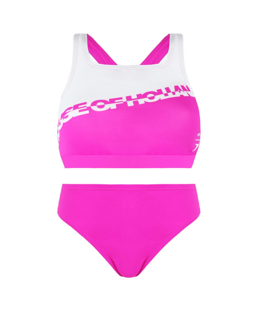 With a lightweight under bust band for support and drawstring briefs, this stunning two-piece is a great choice for fitness training. It's made from the new ECO Endurance+ fabric, which is 100% chlorine-resistant and quick-drying, and made from 50% recycled materials \nMaterial 100% polyester
