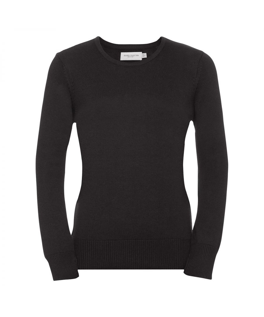 Image for Russell Collection Ladies/Womens V-Neck Knitted Pullover Sweatshirt (Charcoal Marl)