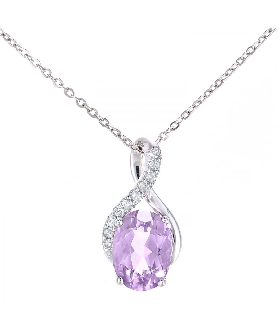 Image for 9ct White Gold 0.84ct Amethyst and 0.04ct Diamond Pendant