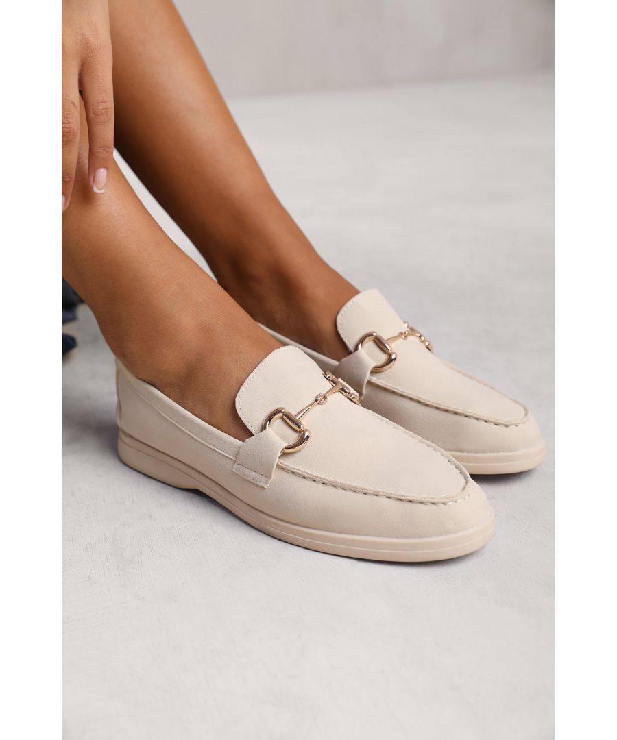 Wheres That From Womens Wheres Aster Wide Fit Slip On Loafer With Metal Detailing - Beige - Size 8 Wide Fit (UK Shoe)