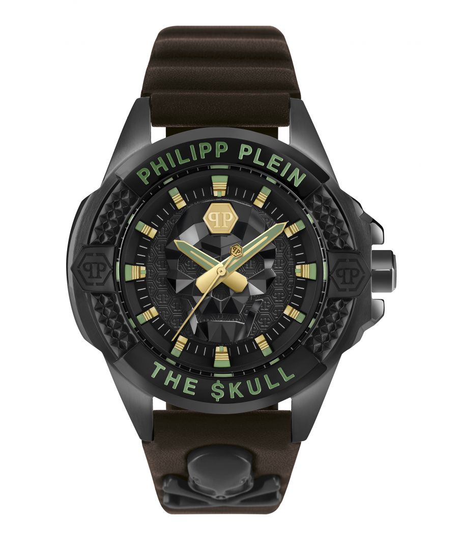This Philipp Plein The $kull Analogue Watch for Men is the perfect timepiece to wear or to gift. It's Black 44 mm Round case combined with the comfortable Brown Leather watch band will ensure you enjoy this stunning timepiece without any compromise. Operated by a high quality Quartz movement and water resistant to 5 bars, your watch will keep ticking. The creation of THE $KULL is the creation of legacy. A legend is brought to life. This watch stands alone, it reflects Power, Energy and Originality. A statement of Power and success High quality 21 cm length and 22 mm width Brown Leather strap with a Buckle Case diameter: 44 mm,case thickness: 14 mm, case colour: Black and dial colour: Black