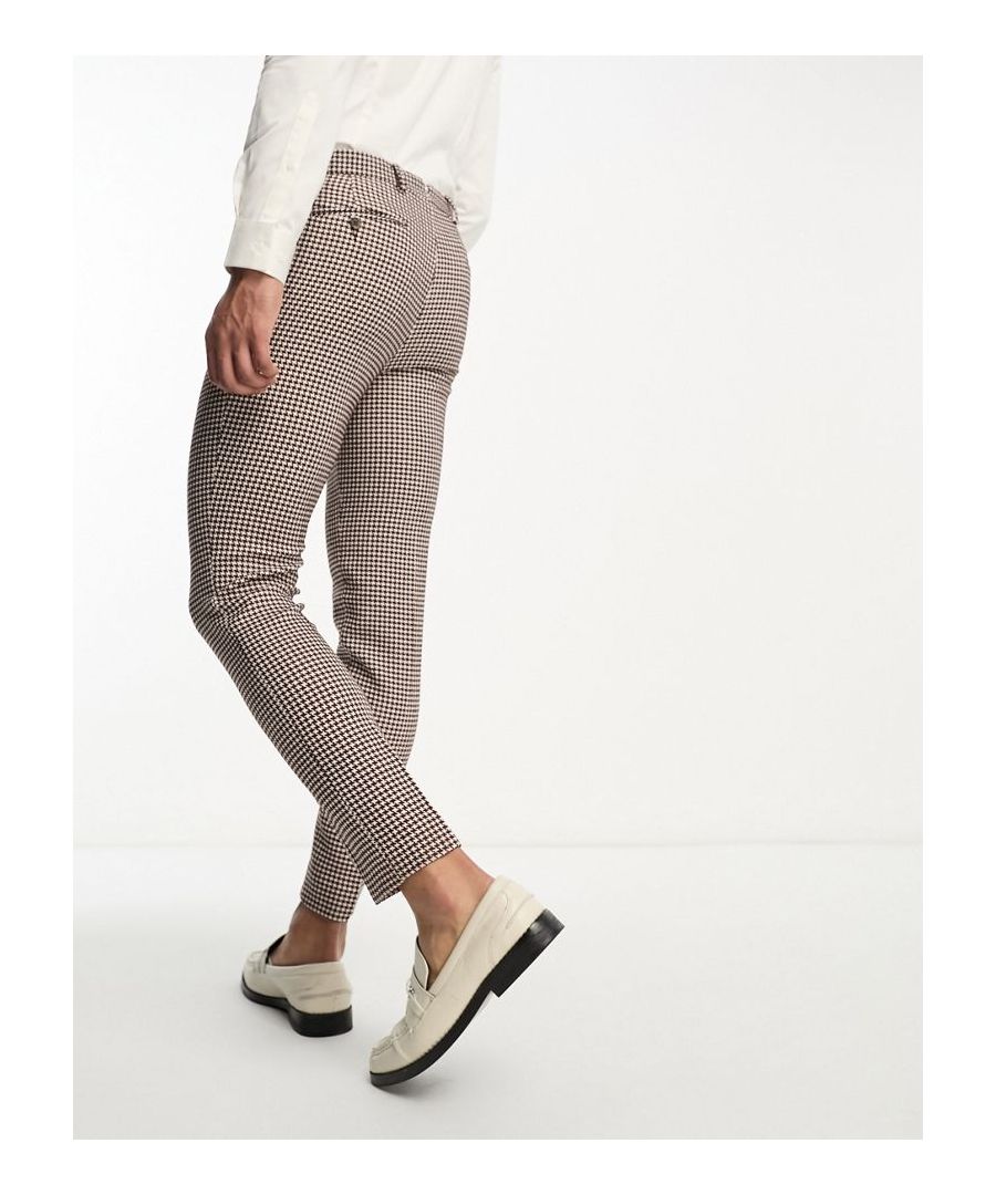 Suit Trousers by ASOS DESIGN Do the smart thing Check design Regular rise Belt loops Functional pockets Super-skinny fit Sold by Asos