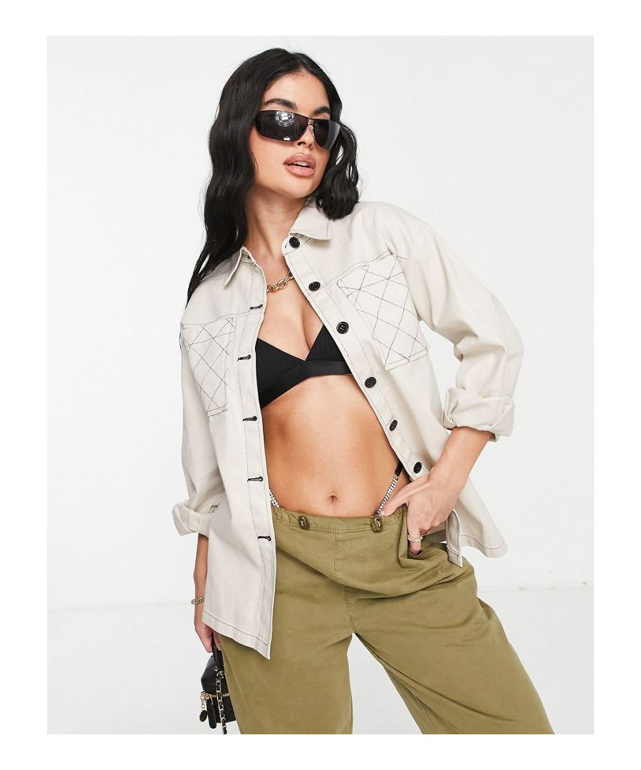 Top by Missguided Nice shirt Contrast stitching Point collar Button placket Regular fit  Sold By: Asos