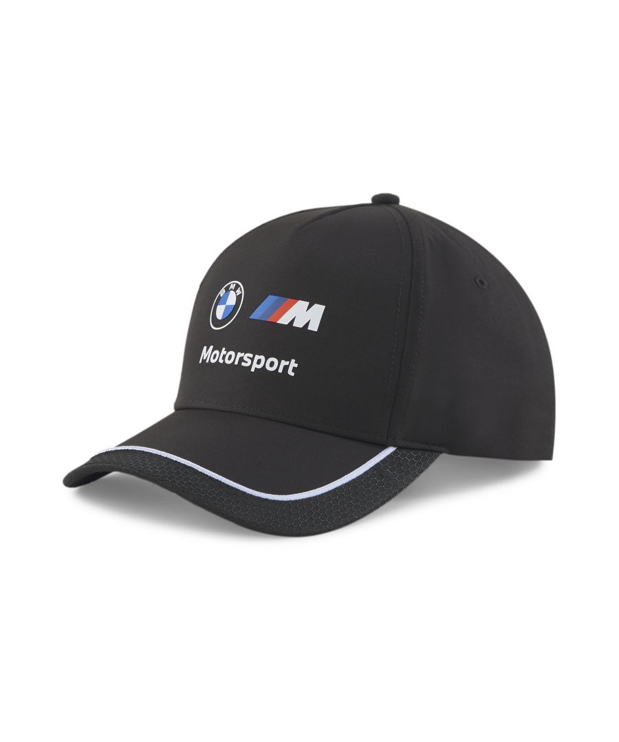 PRODUCT STORY Sleek and streamlined as a BMW M Motorsport automobile, this cap brings world-class engineering to your outfit. Whether it's keeping the sun out of your eyes or simply adding a casual flourish to your look, this baseball silhouette stands out with contrast piping and authentic textured branding on the front. FEATURES & BENEFITS : Recycled Content: Made with at least 20% recycled material as a step toward a better future DETAILS : Curved brim 3D heat-printed BMW M Motorsport logo on the front Embroidered PUMA Cat Logo on the back