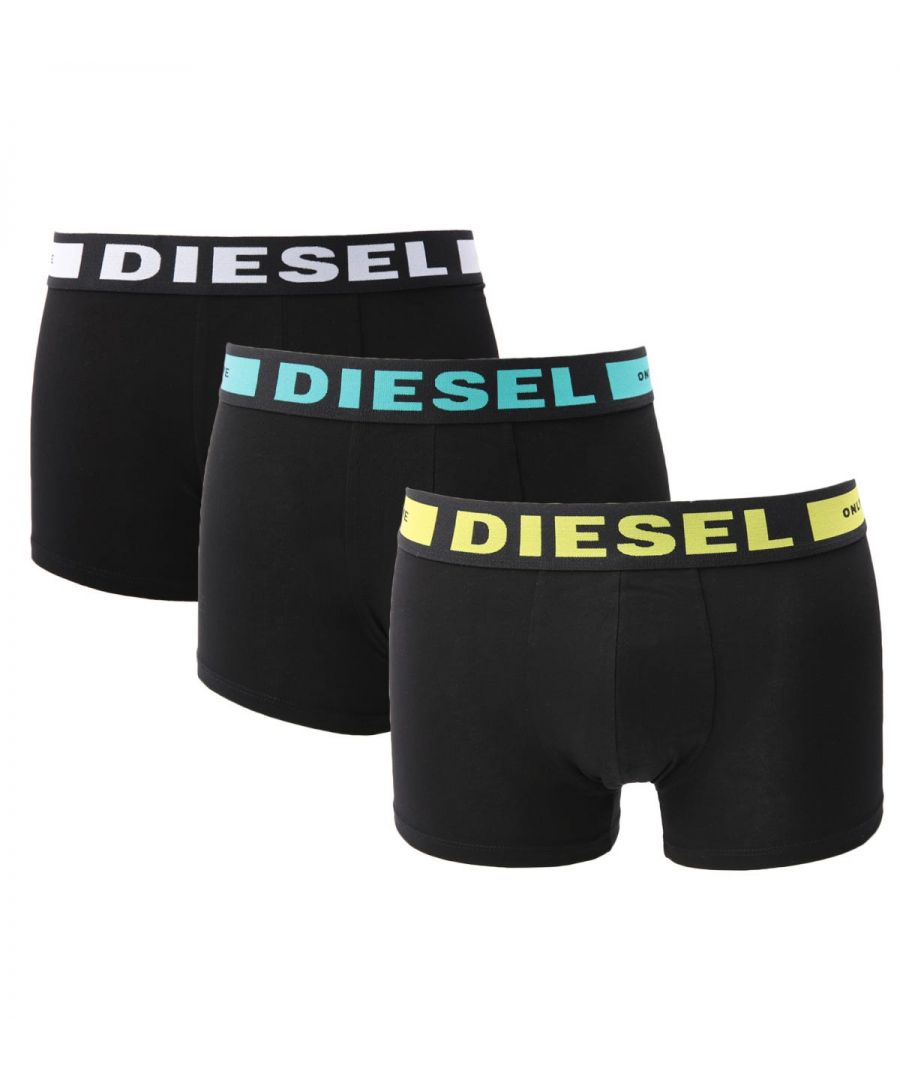 Inject some Diesel DNA into your everyday essentials. Delivering comfort, reliability and style, this three-pack of basic boxer trunks are crafted from stretch cotton and feature an elasticated waistband with iconic Diesel branding. Three Pack, Stretch Cotton, Elasticated Waistband, 95% Cotton & 5% Elastane, Diesel Branding.