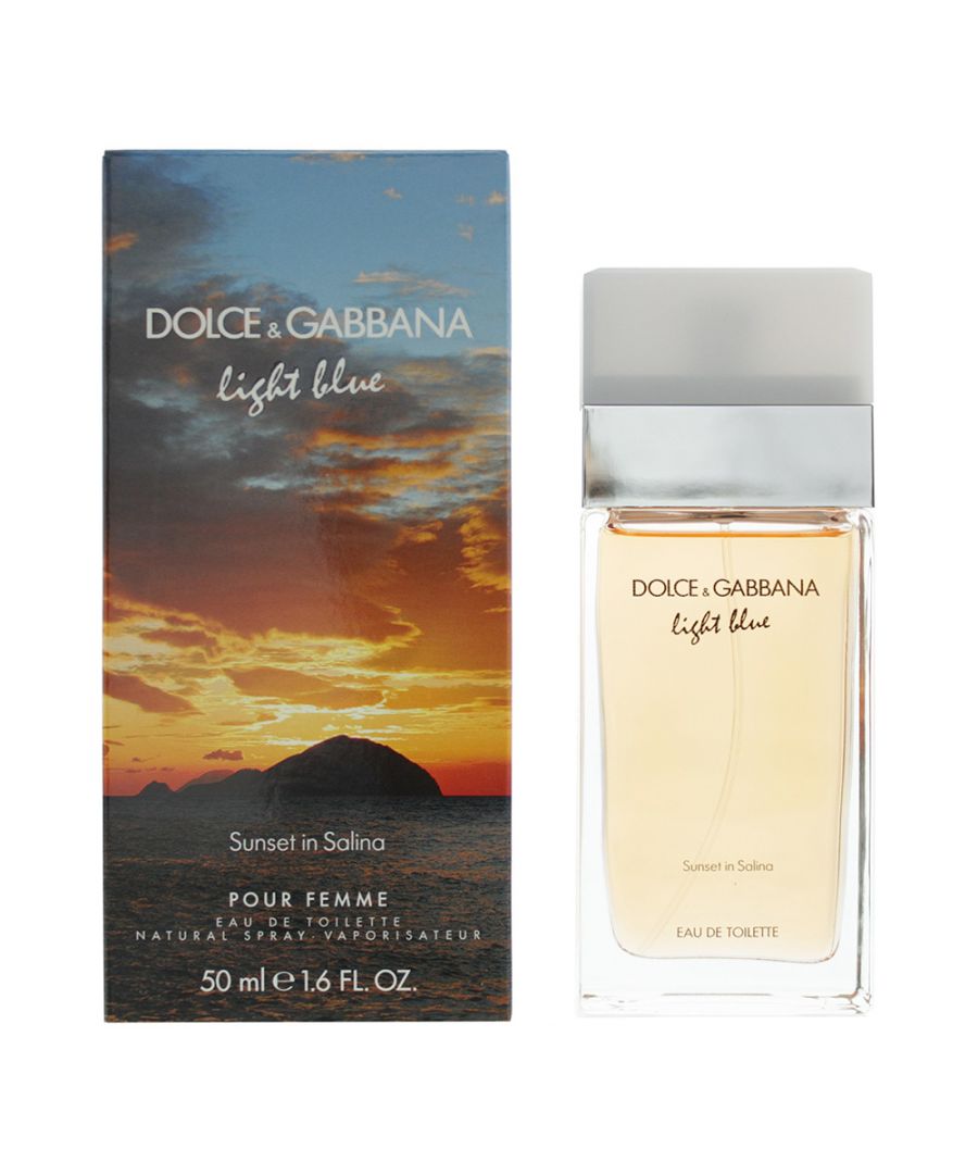 Light Blue Sunset In Salina is a floral aquatic fragrance for women, which was launched in 2015 by Dolce & Gabbana. The fragrance contains top notes of Vine and Violet Leaf; middle notes of Orange Blossom, Yellow Freesia and Jasmine; in the base of the fragrance are notes of Amber, White Musk and Cedar. The fragrance is fresh, clean and has a wonderful breeziness to it, with a gorgeous and vibrant Citrus tone from the Orange Blossom note. The fragrance's freshness makes it a delight for the warmer days in Spring and through out the Summer.