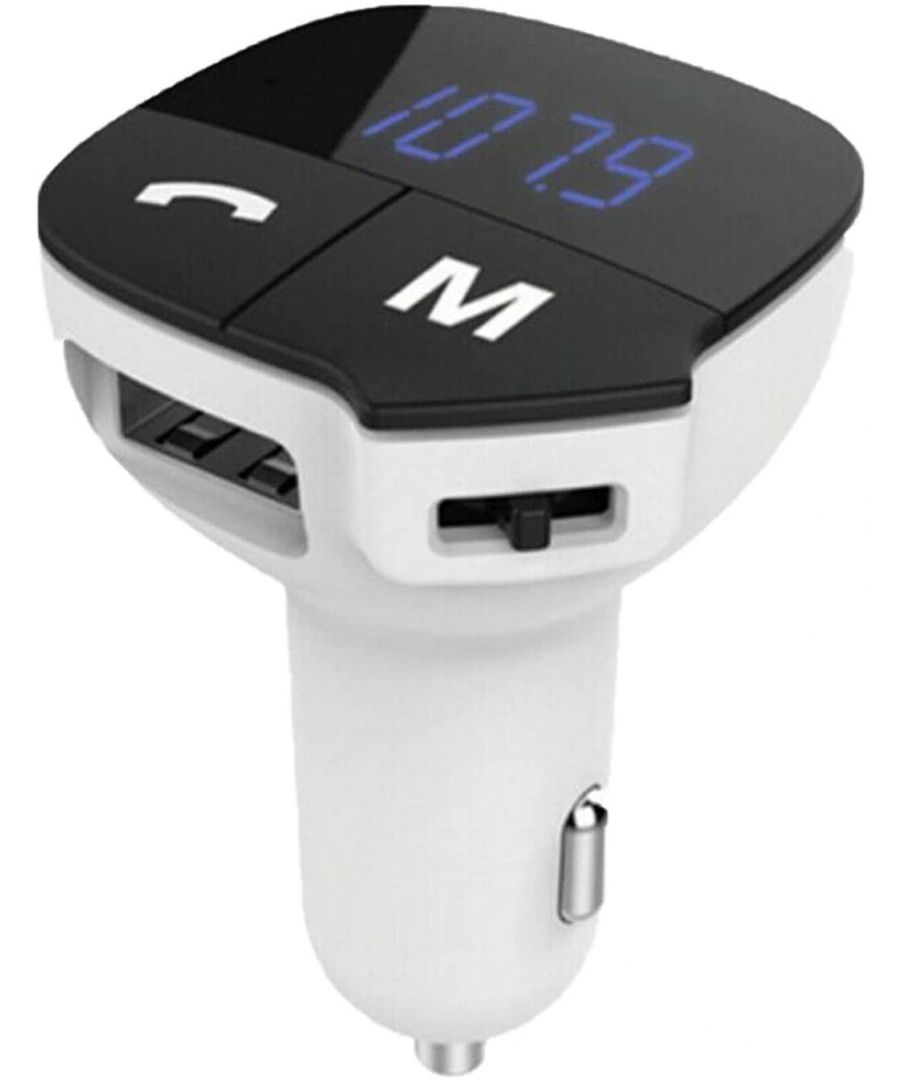  Bluetooth Car Adapter FM Transmitter Hands-free Calling, Car Kit - White - One Size