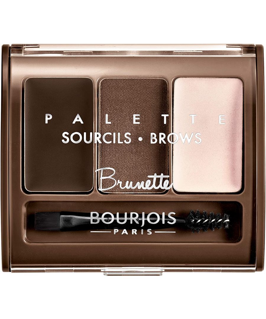 Get the perfect brows with Bourjois' 3-In-1 Eye Brow Palette. Sculpts and shapes eye brows in 3 easy steps and includes a double-ended professional brush for shaping and application.
