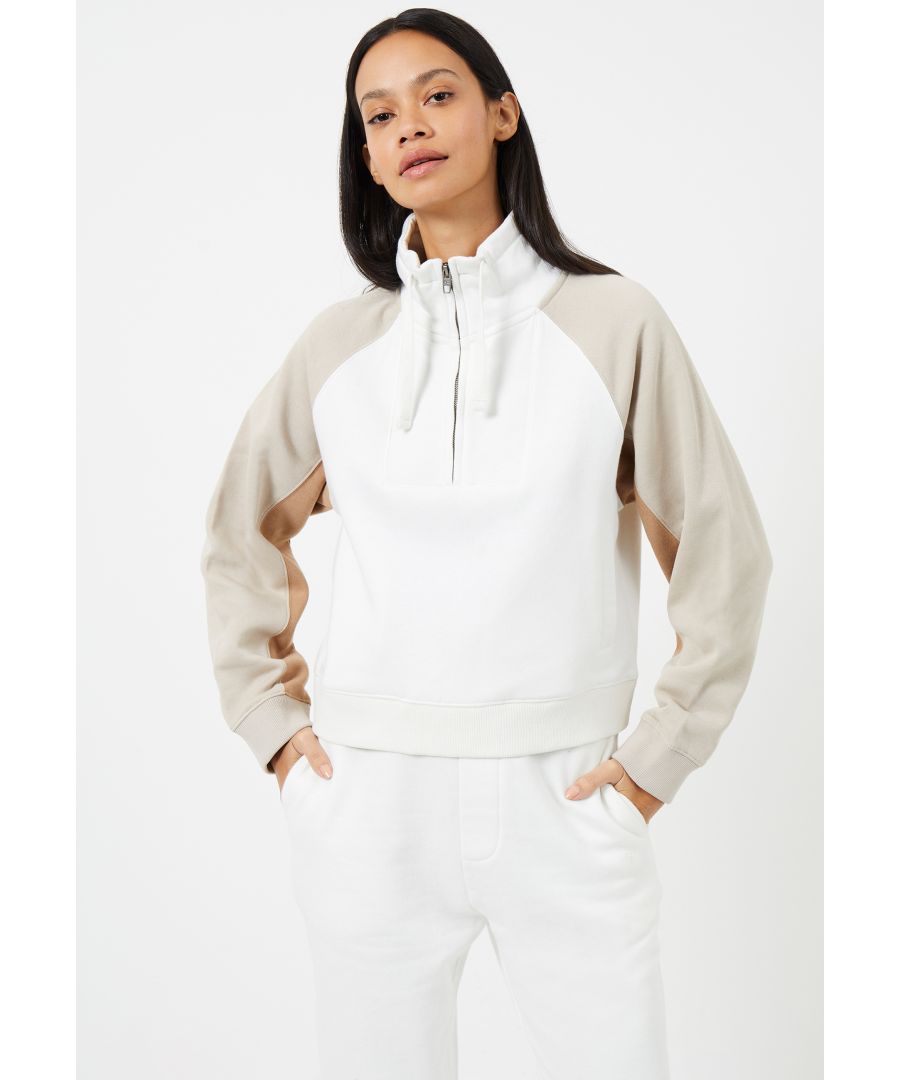 Sweatshirt met driekleurige trechter en 1/2 rits