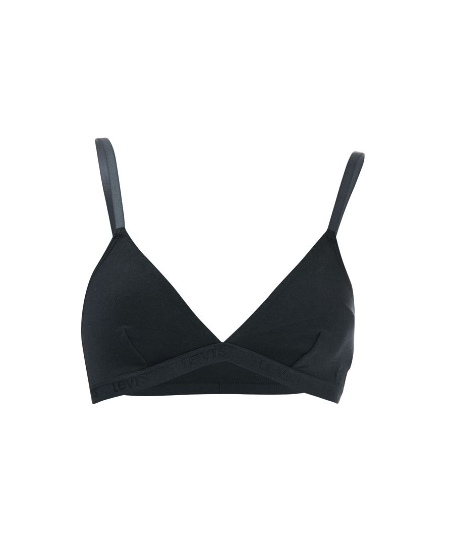 Women's Levi's Triangle Bralette in black. – Plunge neck. – Pull-on style. – Triangle cups. – Adjustable straps. – Wire-free. – Start with the basics. – 94% Cotton  6% Elastane. Machine washable. – Ref: 165770003