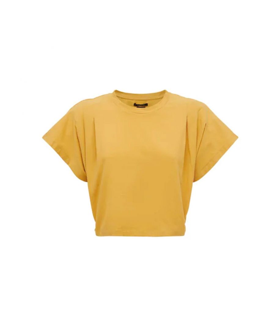 - Composition: 100% cotton - Short sleeves - Round neckline - Machine wash (delicate) - Made in Portugal - MPN ZELITOS_YELLOW - Gender: WOMEN - Code: TOP IT 2 TC 09 O33 S2 T